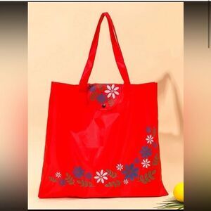 NEW Red Flower Reusable Tote Shopping Bag